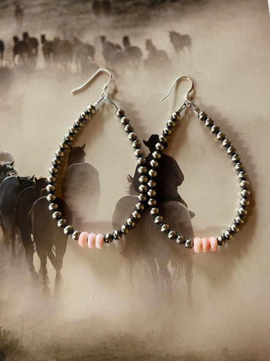 Sterling silver pink conch earrings