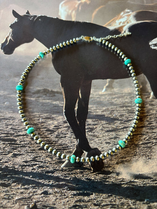 Sterling silver kingman turquoise necklace