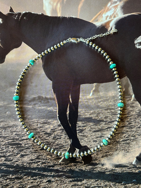 Sterling silver kingman turquoise necklace